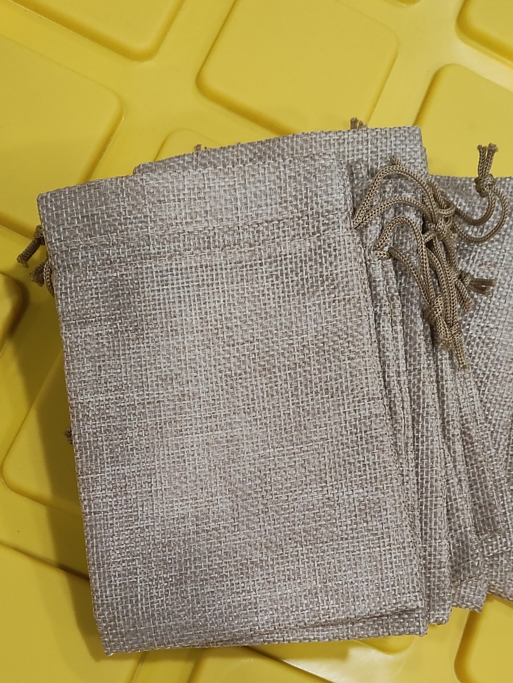 Neutral Linen Drawstring Pouch - Beige- pack of 12